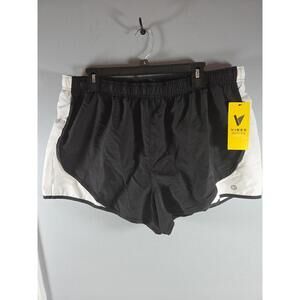 Vibes Women's Activewear Shorts Black White Lined 2X NEW Workout Gym
